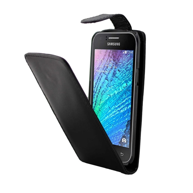 Nappa Texture Vertical Flip Magnetic Snap Leather Case for Galaxy J1(Black)