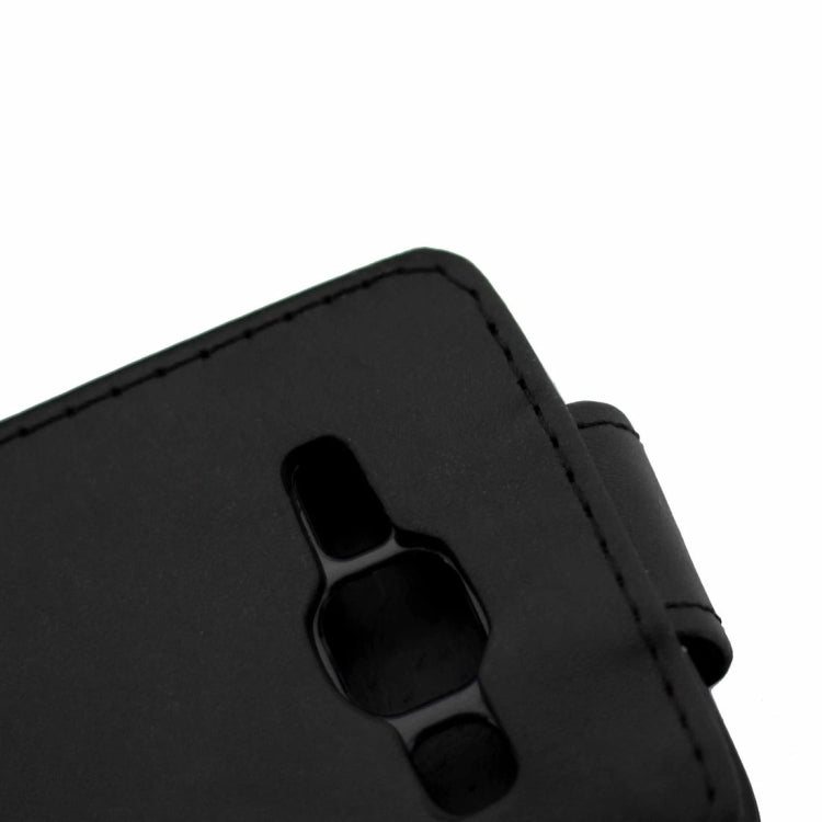 Nappa Texture Vertical Flip Magnetic Snap Leather Case for Galaxy J1(Black)