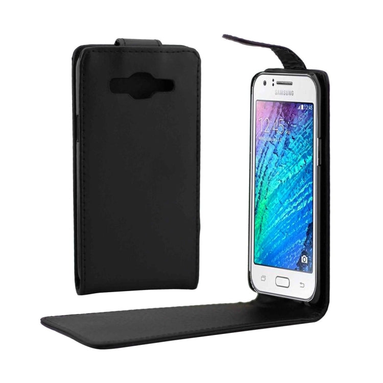 Nappa Texture Vertical Flip Magnetic Snap Leather Case for Galaxy J5(Black)