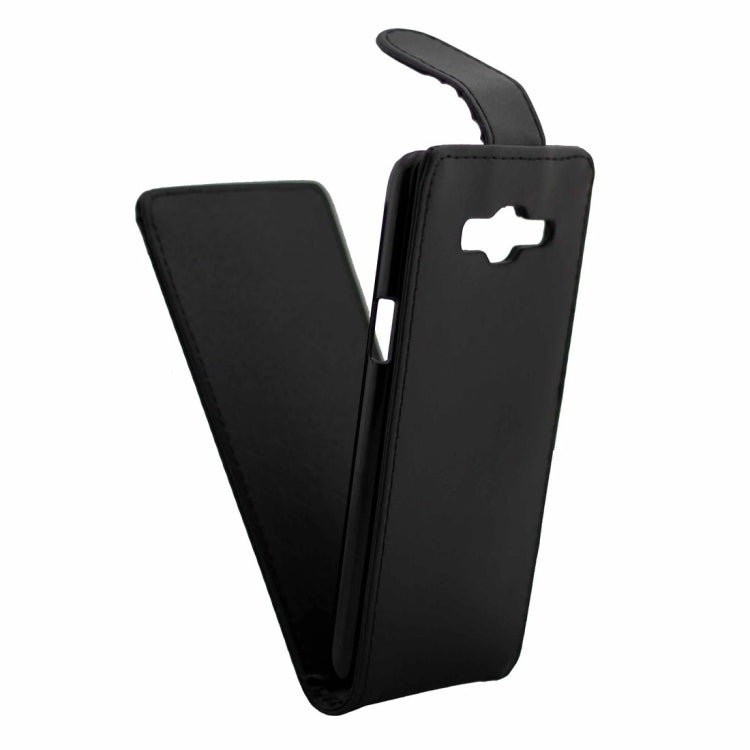 Nappa Texture Vertical Flip Magnetic Snap Leather Case for Galaxy J5(Black)