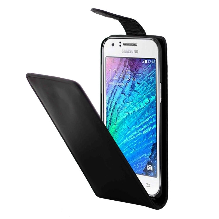 Nappa Texture Vertical Flip Magnetic Snap Leather Case for Galaxy J5(Black)