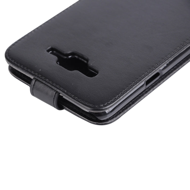 Nappa Texture Vertical Flip Magnetic Snap Leather Case for Galaxy J7(Black)