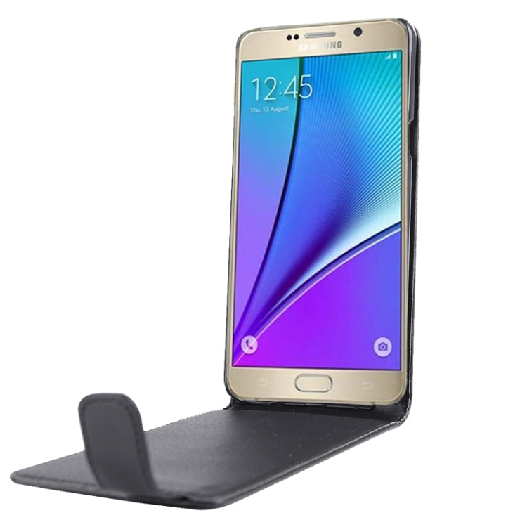Nappa Texture Vertical Flip Magnetic Snap Leather Case for Galaxy Note 5 / N920(Black)