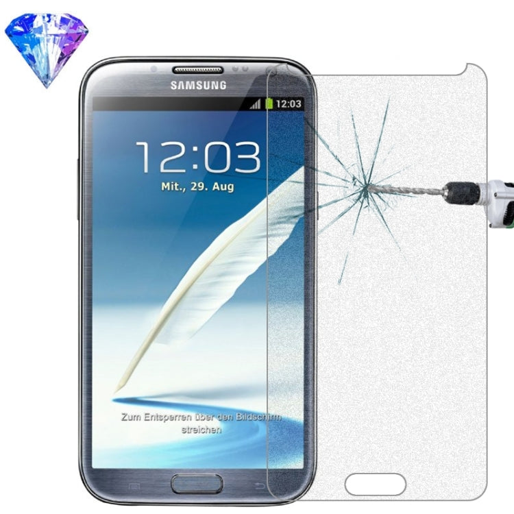 LOPURS Silver Diamond 0.26mm 9H+ Surface Hardness 2.5D Explosion-proof Tempered Glass Film for Galaxy Note II / N7100