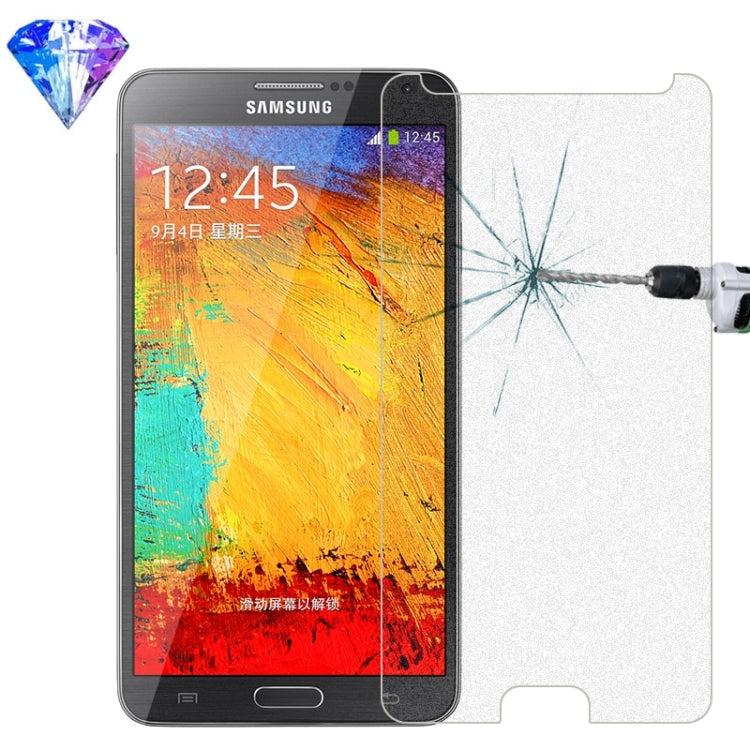 LOPURS Silver Diamond 0.26mm 9H+ Surface Hardness 2.5D Explosion-proof Tempered Glass Film for Galaxy Note 3 / N900