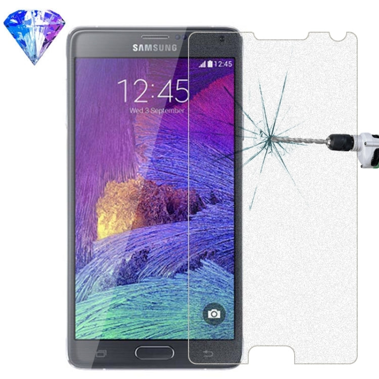 LOPURS Silver Diamond 0.26mm 9H+ Surface Hardness 2.5D Explosion-proof Tempered Glass Film for Galaxy Note 4 / N910