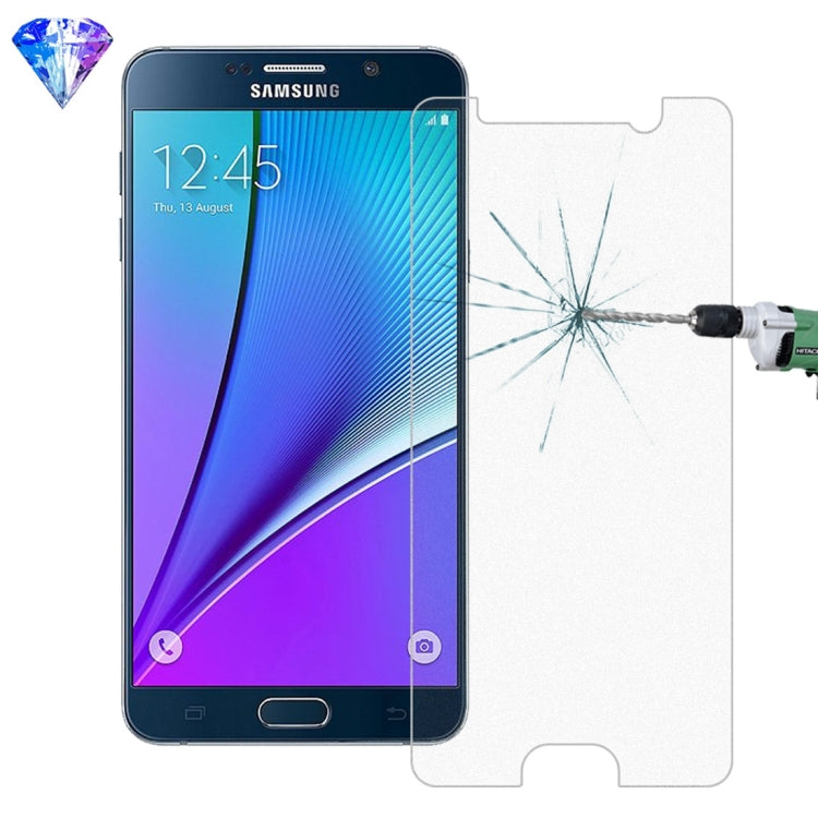 LOPURS Silver Diamond 0.26mm 9H+ Surface Hardness 2.5D Explosion-proof Tempered Glass Film for Galaxy Note 5 / N920
