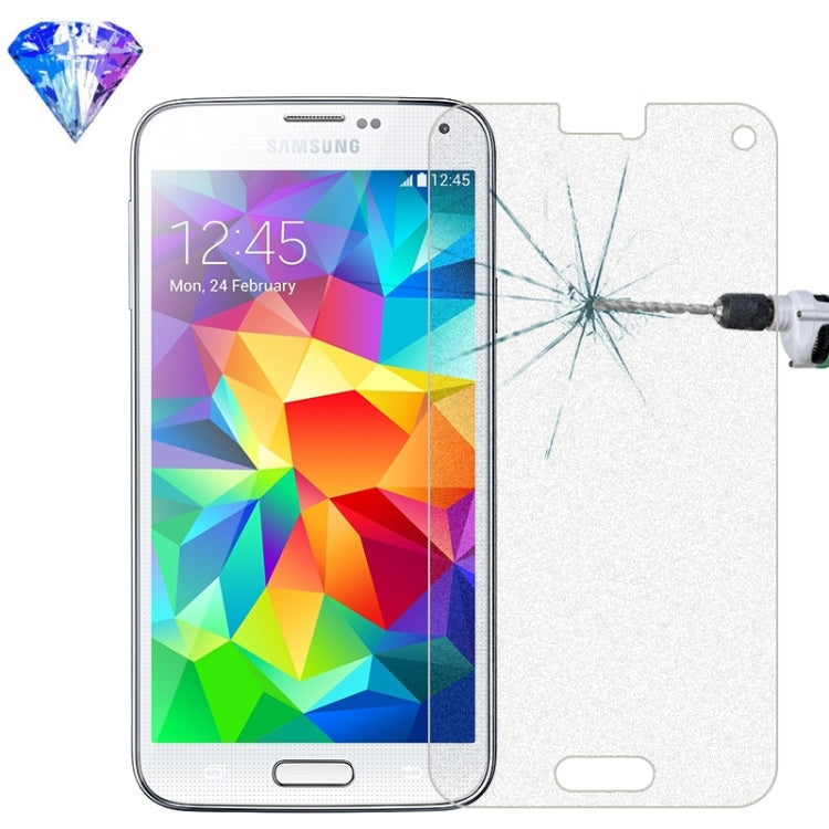 LOPURS Silver Diamond 0.26mm 9H+ Surface Hardness 2.5D Explosion-proof Tempered Glass Film for Galaxy S5 / G900