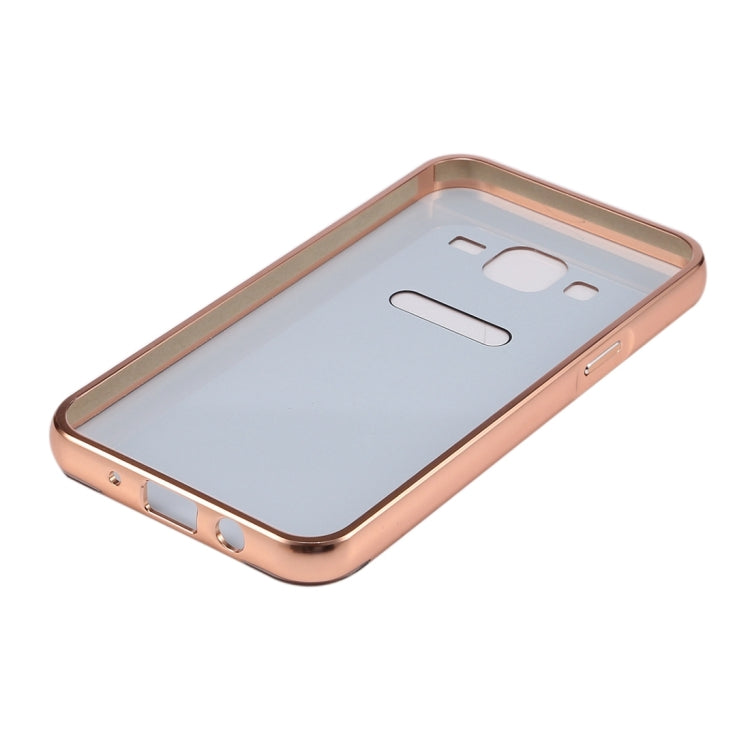 Fashionable Electroplating Push Pull Back Shell Cover + Metal Bumper Frame for Galaxy  J2 / J200