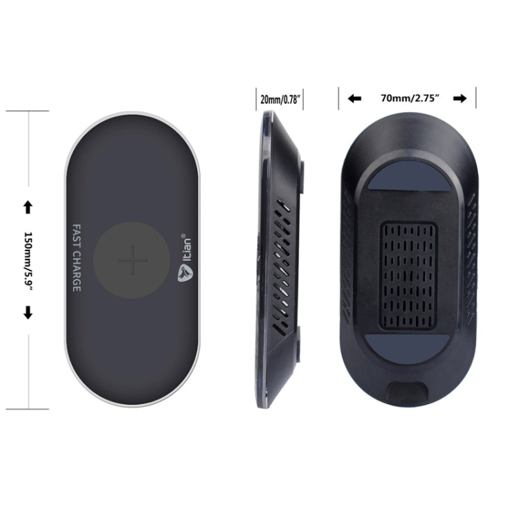 Itian A7 10W Qi Standard Wireless Charger with LED Indicator, For iPhone 8 / 8 Plus / X &  Galaxy S8 Plus / S8 / NOTE 5 / S6 Edge+(Black)