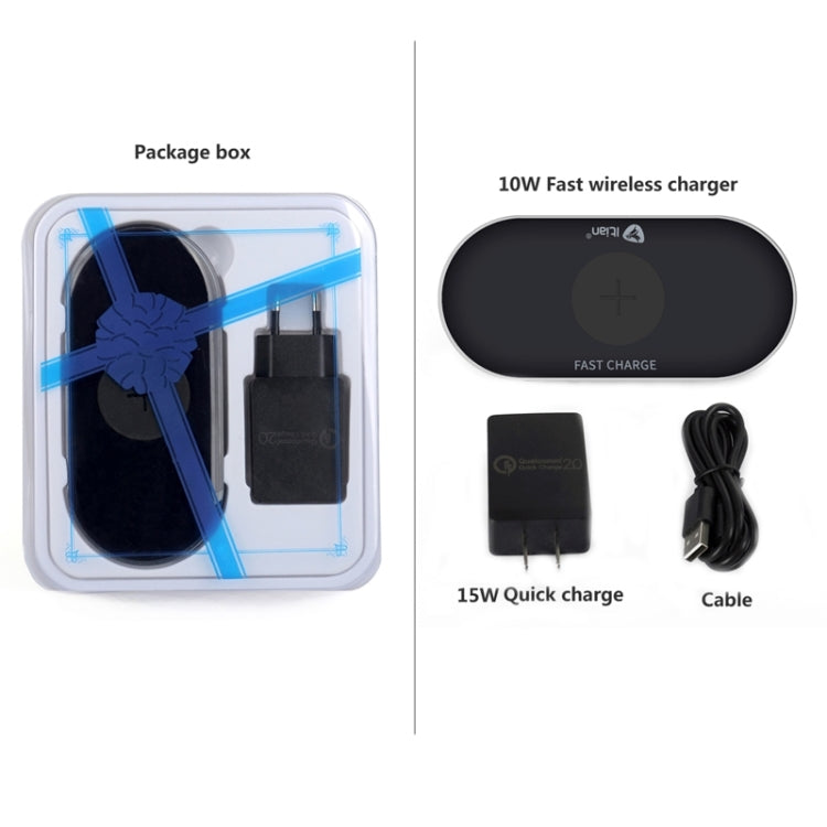 Itian A7 10W Qi Standard Wireless Charger with LED Indicator, For iPhone 8 / 8 Plus / X &  Galaxy S8 Plus / S8 / NOTE 5 / S6 Edge+(Black)