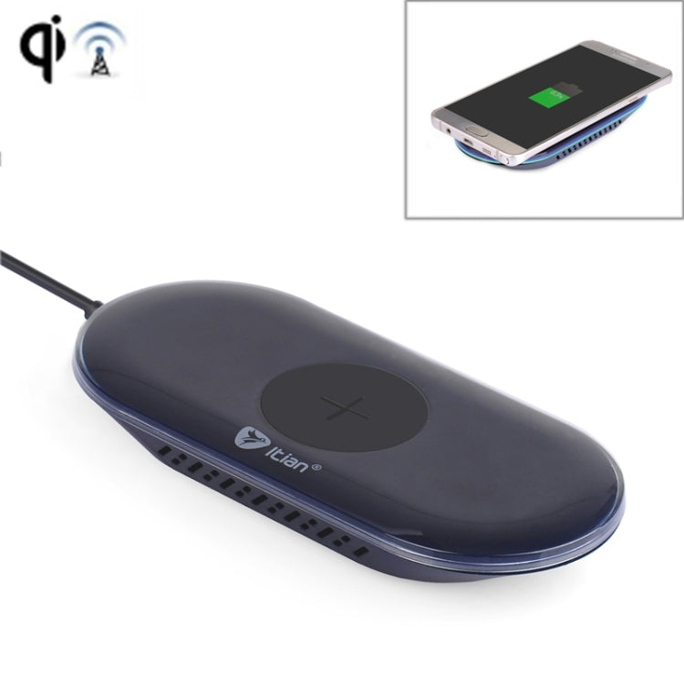 Itian A7 5W Qi Standard Wireless Charger with LED Indicator, For iPhone 8 / 8 Plus / X &  Galaxy S8 Plus / S8 / S6 / S6 edge+ / Note 5 / Nokia / LG / iPhone / HTC and Other Mobile Phone(Black)