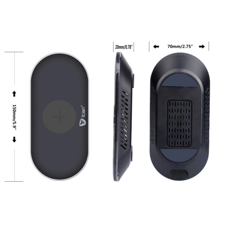 Itian A7 5W Qi Standard Wireless Charger with LED Indicator, For iPhone 8 / 8 Plus / X &  Galaxy S8 Plus / S8 / S6 / S6 edge+ / Note 5 / Nokia / LG / iPhone / HTC and Other Mobile Phone(Black)
