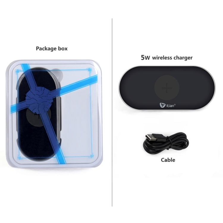 Itian A7 5W Qi Standard Wireless Charger with LED Indicator, For iPhone 8 / 8 Plus / X &  Galaxy S8 Plus / S8 / S6 / S6 edge+ / Note 5 / Nokia / LG / iPhone / HTC and Other Mobile Phone(Black)