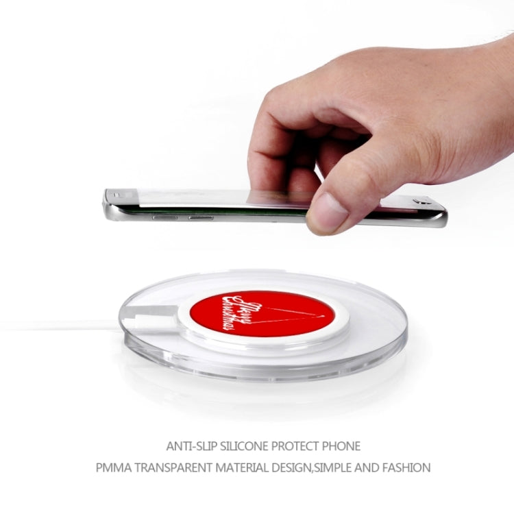 Itian A9 Christmas Qi Standard Circular Wireless Charger with LED Indicator  for iPhone 8 / 8 Plus / X &  Galaxy S6 / S6 edge+ / Note 5 / Nokia / LG / iPhone / HTC and Other Mobile Phone(Red)