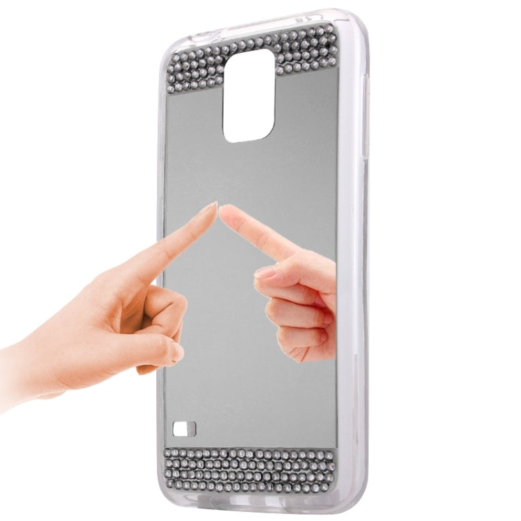 Diamond Encrusted Mirror TPU Protective Case for Galaxy S5 / G900(Grey)