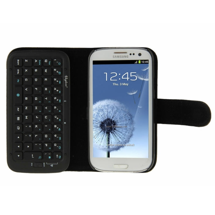 Bluetooth 3.0 Removable Keyboard Leather Tablet Case with Holder for Galaxy S III / i9300(Black)