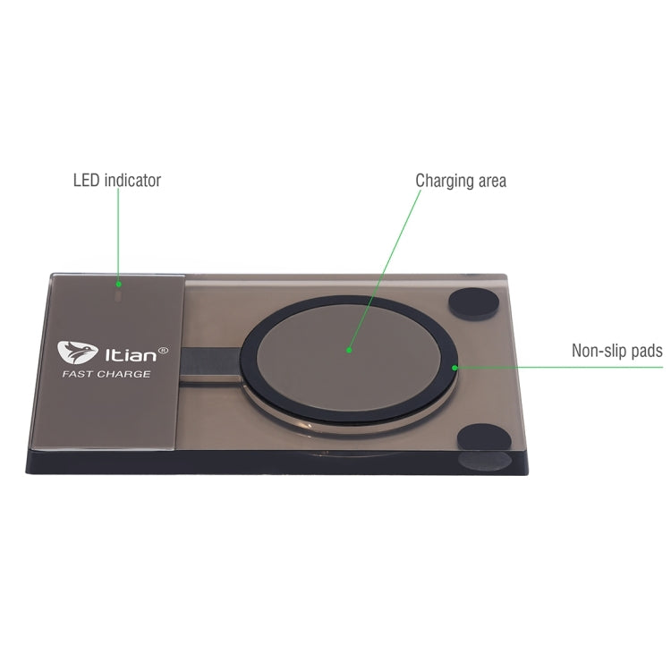 Itian A10-10W Rectangle Qi Standard Wireless Charger  for iPhone 8 / 8 Plus / X &  Galaxy S7 Edge / S7 / S6 / S6 edge / S6 edge + / Note 5,
