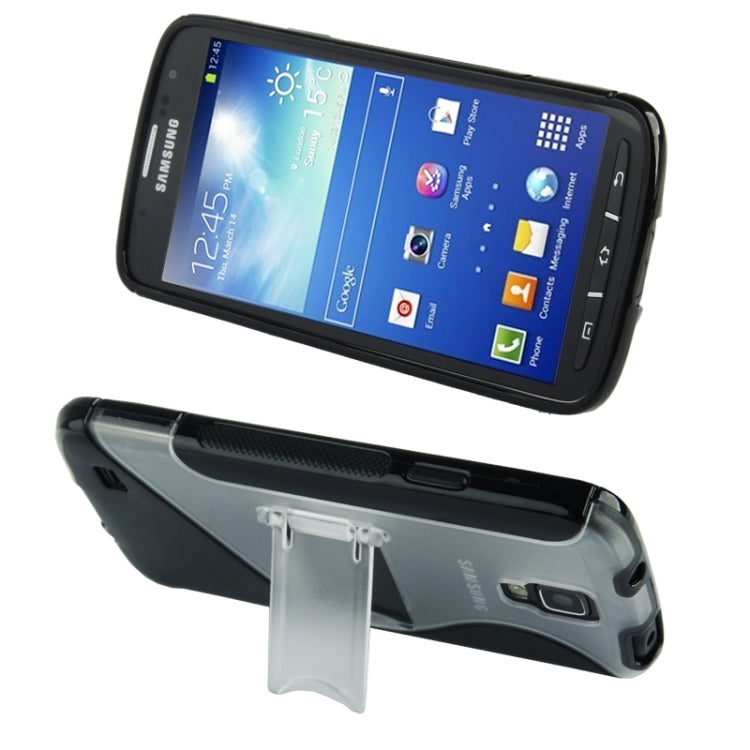 Translucent TPU + Plastic Case with Holder for Galaxy S IV Active / i9295