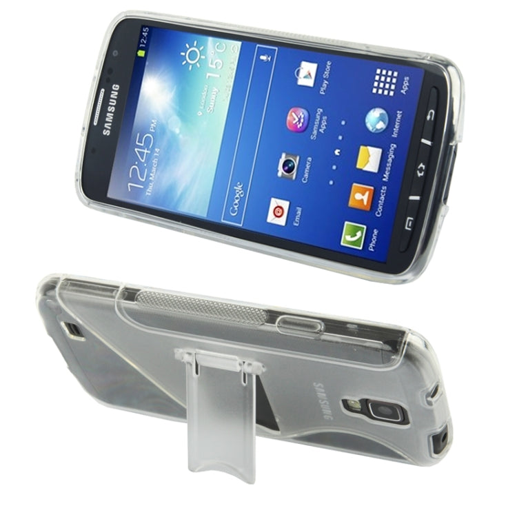 Translucent TPU + Plastic Case with Holder for Galaxy S IV Active / i9295