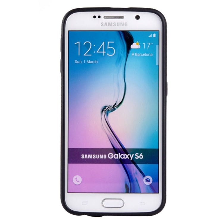 For Galaxy S6 Edge / G925 Carbon Fiber Texture PU Leather Paste TPU Protective Case