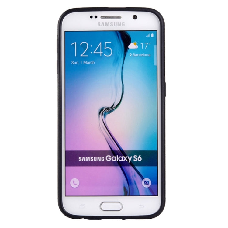 For Galaxy S6 Edge / G925 Carbon Fiber Texture PU Leather Paste TPU Protective Case