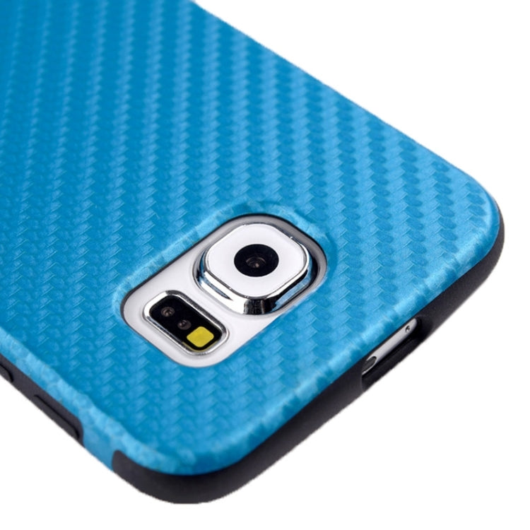 For Galaxy S6 Edge / G925 Carbon Fiber Texture PU Leather Paste TPU Protective Case