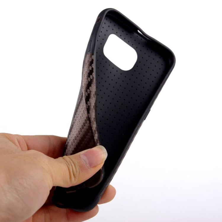 For Galaxy S6 Edge / G925 Carbon Fiber Texture PU Leather Paste TPU Protective Case