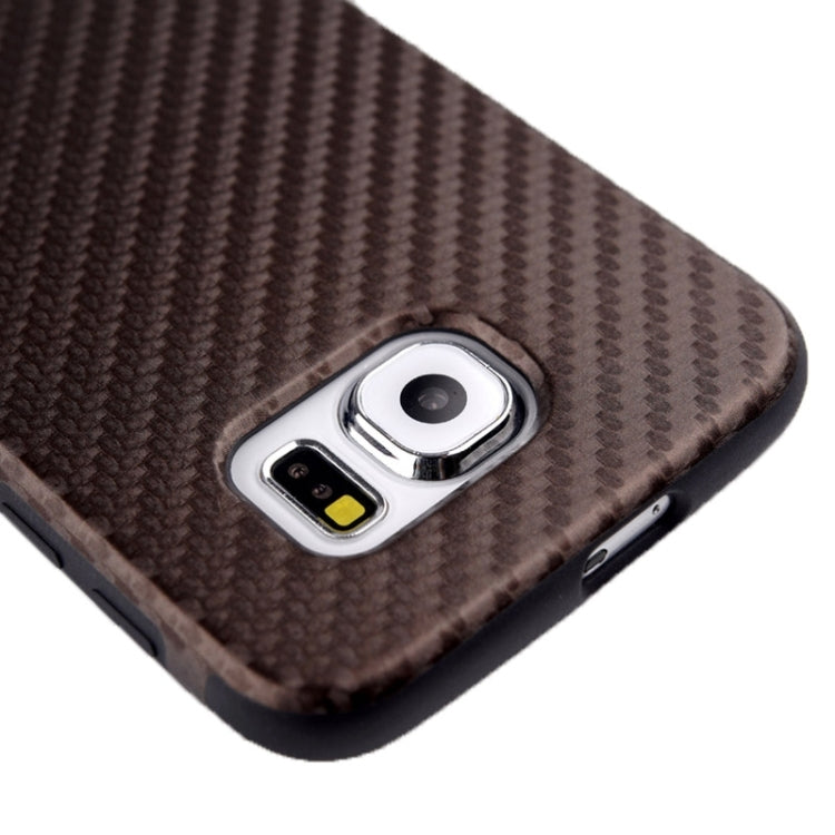 For Galaxy S6 Edge / G925 Carbon Fiber Texture PU Leather Paste TPU Protective Case