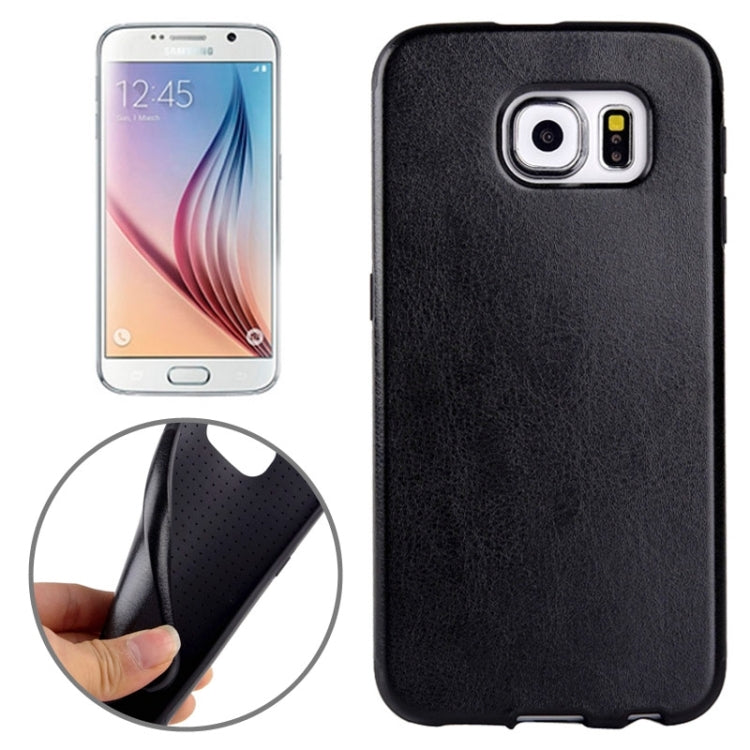 For Galaxy S6 Edge / G925 Glossy PU Leather Paste TPU Cover Back Case