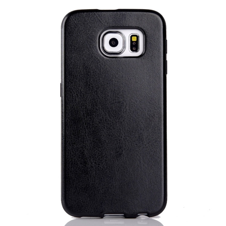 For Galaxy S6 Edge / G925 Glossy PU Leather Paste TPU Cover Back Case