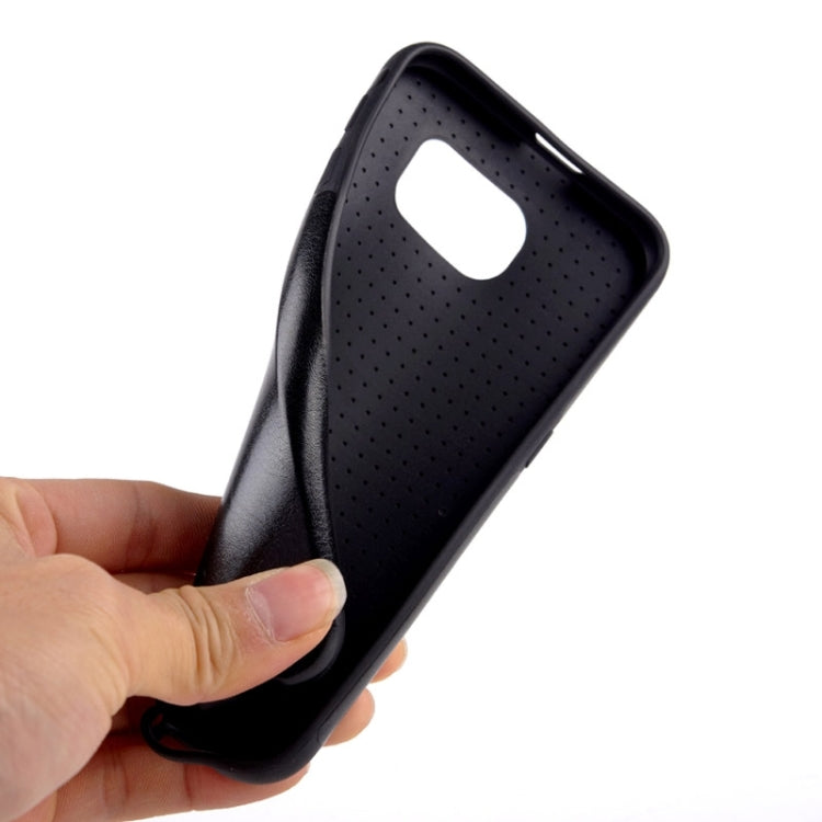For Galaxy S6 Edge / G925 Glossy PU Leather Paste TPU Cover Back Case