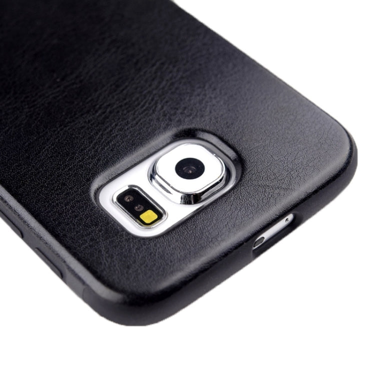 For Galaxy S6 Edge / G925 Glossy PU Leather Paste TPU Cover Back Case