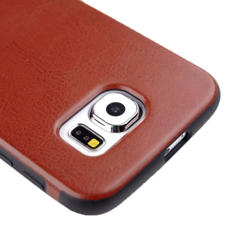 For Galaxy S6 Edge / G925 Glossy PU Leather Paste TPU Cover Back Case