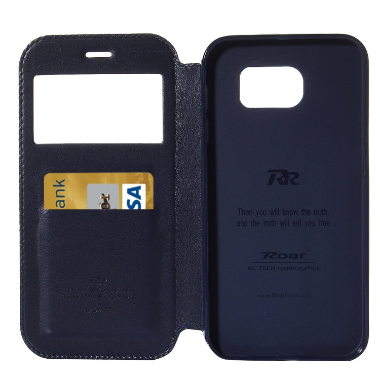 For Galaxy S7 / G930 Roar Sand Texture Horizontal Flip Leather Case with Call Display ID & Holder & Card Slots
