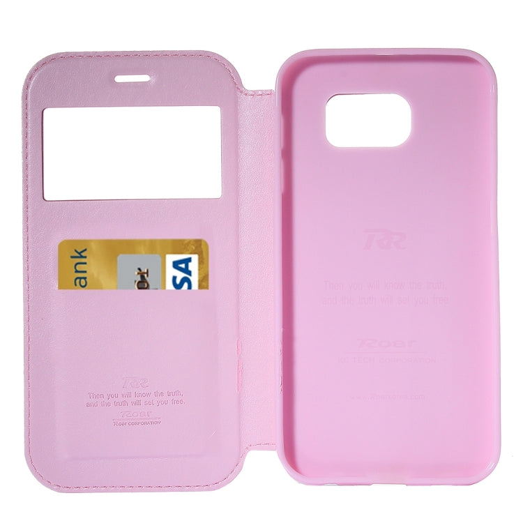 For Galaxy S7 / G930 Roar Sand Texture Horizontal Flip Leather Case with Call Display ID & Holder & Card Slots