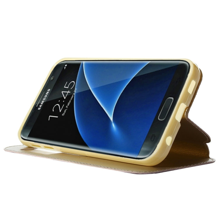 For Galaxy S7 / G930 Roar Sand Texture Horizontal Flip Leather Case with Call Display ID & Holder & Card Slots