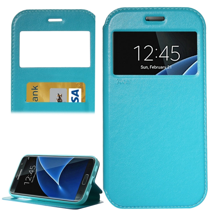 For Galaxy S7 / G930 Roar Sand Texture Horizontal Flip Leather Case with Call Display ID & Holder & Card Slots