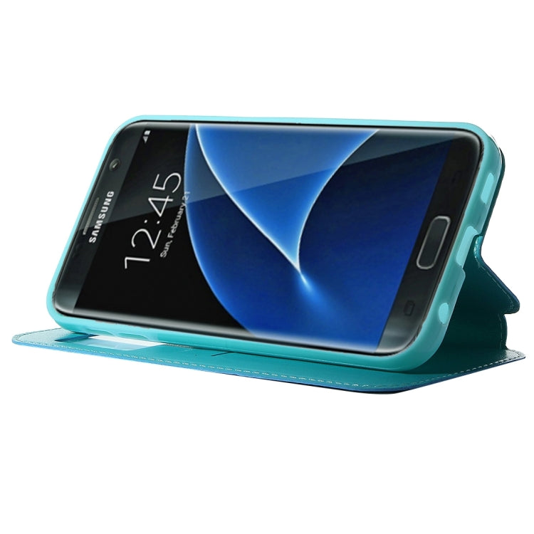 For Galaxy S7 / G930 Roar Sand Texture Horizontal Flip Leather Case with Call Display ID & Holder & Card Slots