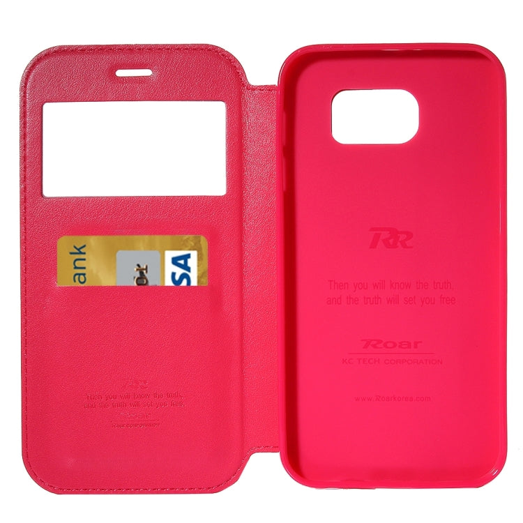For Galaxy S7 / G930 Roar Sand Texture Horizontal Flip Leather Case with Call Display ID & Holder & Card Slots