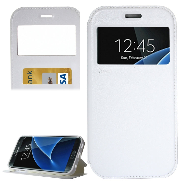 For Galaxy S7 / G930 Roar Sand Texture Horizontal Flip Leather Case with Call Display ID & Holder & Card Slots