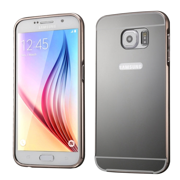 For Galaxy S6 / G920 Push-pull Style Metal Plating Bumper Frame + Acrylic Back Cover Combination Case