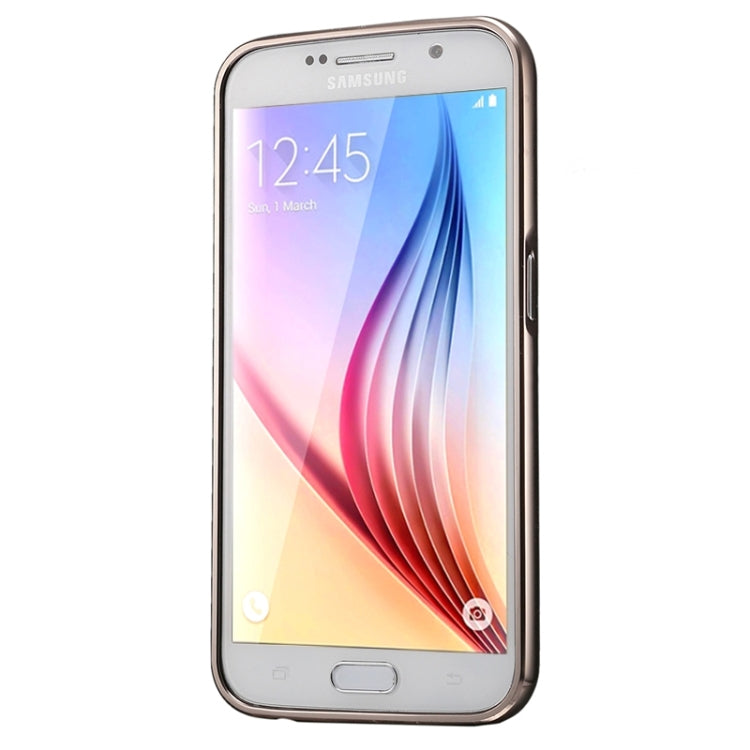 For Galaxy S6 / G920 Push-pull Style Metal Plating Bumper Frame + Acrylic Back Cover Combination Case
