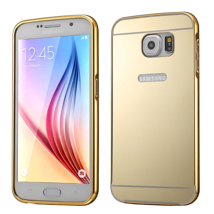 For Galaxy S6 / G920 Push-pull Style Metal Plating Bumper Frame + Acrylic Back Cover Combination Case