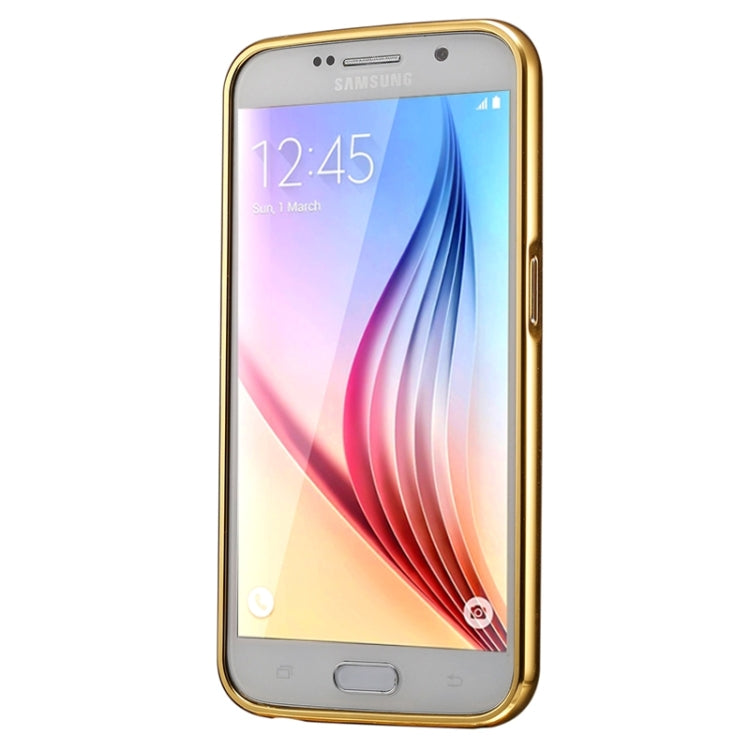 For Galaxy S6 / G920 Push-pull Style Metal Plating Bumper Frame + Acrylic Back Cover Combination Case