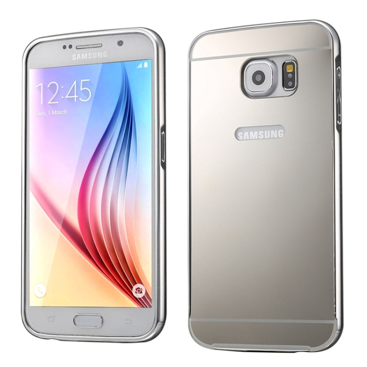 For Galaxy S6 / G920 Push-pull Style Metal Plating Bumper Frame + Acrylic Back Cover Combination Case