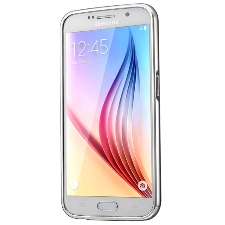 For Galaxy S6 / G920 Push-pull Style Metal Plating Bumper Frame + Acrylic Back Cover Combination Case