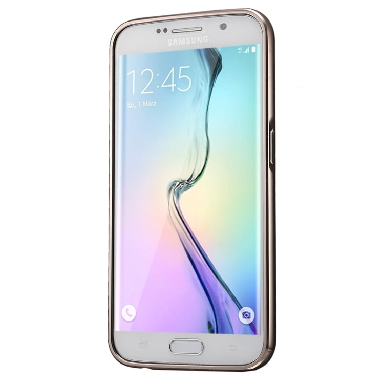 For Galaxy S6 edge / G925 Push-pull Style Metal Plating Bumper Frame + Acrylic Back Cover Combination Case