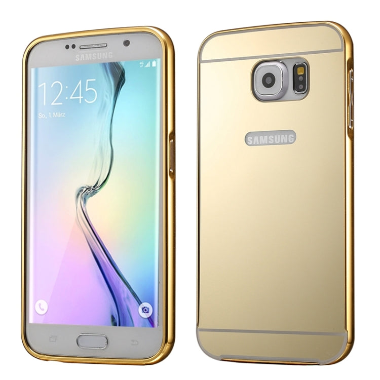 For Galaxy S6 edge / G925 Push-pull Style Metal Plating Bumper Frame + Acrylic Back Cover Combination Case