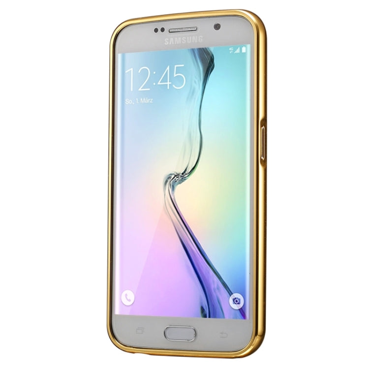 For Galaxy S6 edge / G925 Push-pull Style Metal Plating Bumper Frame + Acrylic Back Cover Combination Case